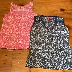 CHARLOTTE *Bundle/2* Blue & Pink Printed Tank Top Semi-Sheer